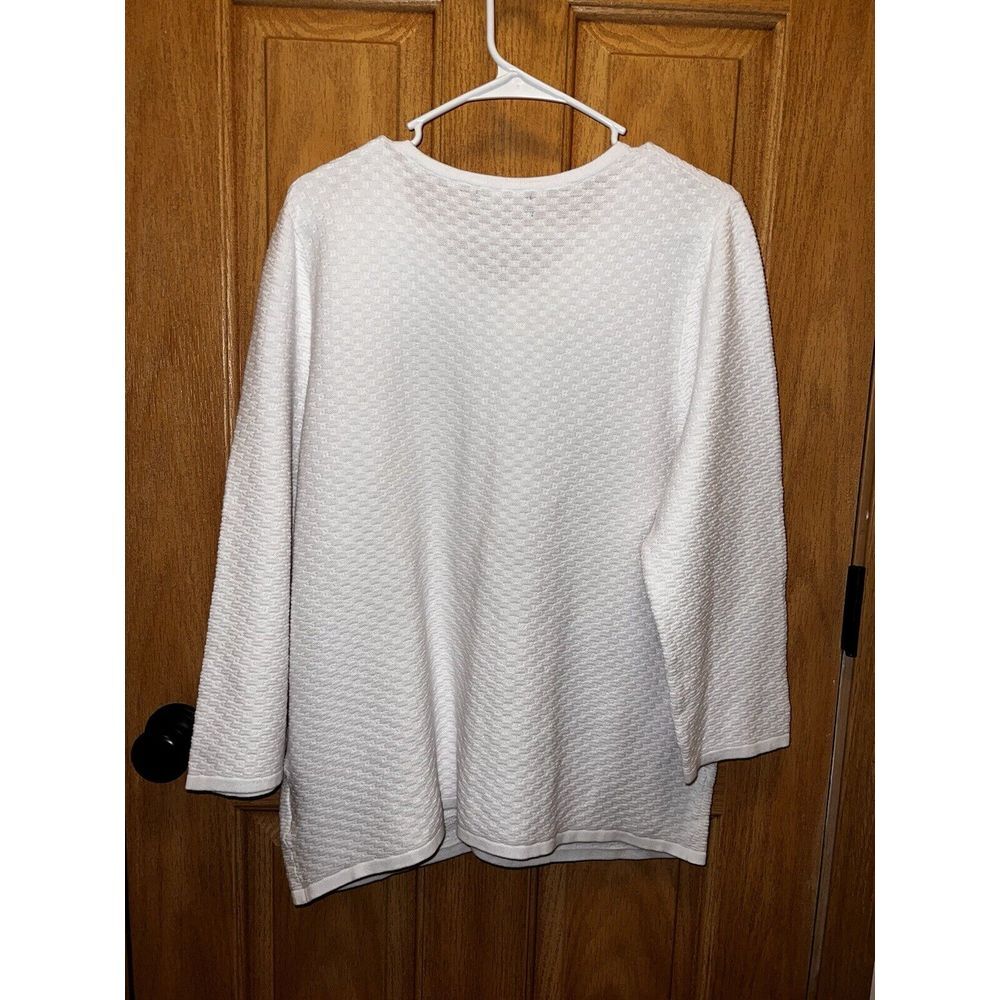 Jones New York NEW 1X Plus Sweater White Knit Cotton Gold Buttons Retail $129 - Picture 5 of 5